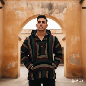 Mexican Baja hoodie  poncho Adult   24 x 27.5
